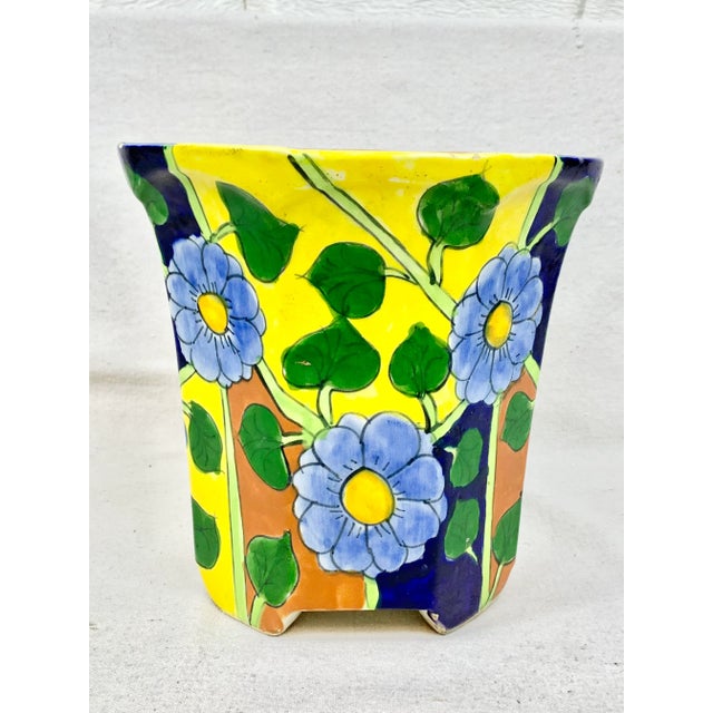 Vintage Colorful Mexican Floral Planter For Sale - Image 13 of 13