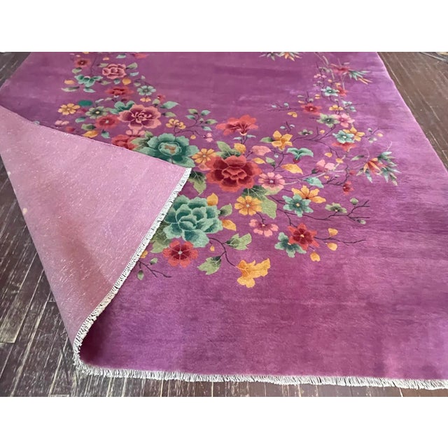 Early 20th Century Antique Art Deco Chinese Oriental Carpet, 8'9" X 11'3" #17423, Excellent. For Sale - Image 10 of 11