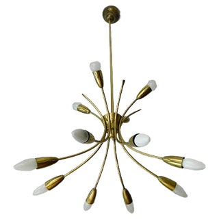 12-Light Ceiling Lamp by Rupert Nikoll, 1960s For Sale