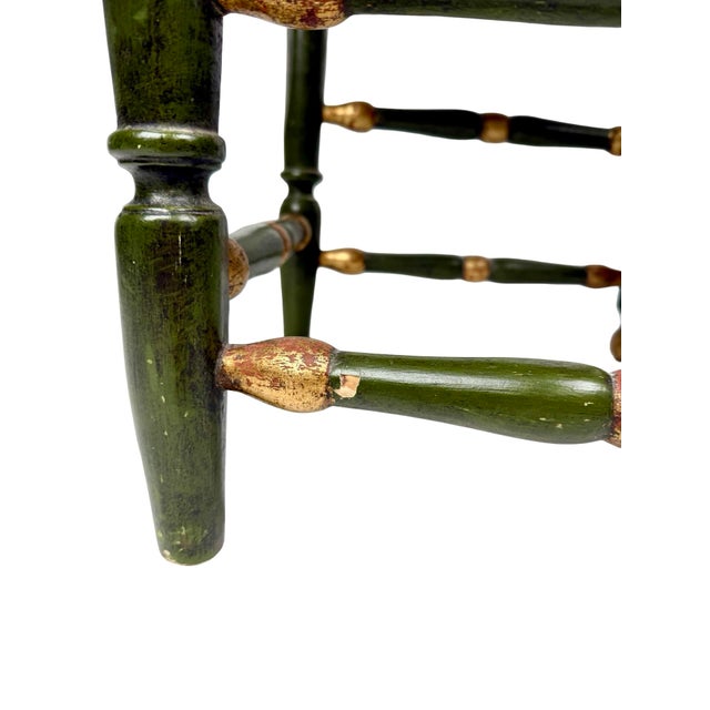 Green Antique Spanish Colonial Green and Gilt Ladderback Chair For Sale - Image 8 of 9