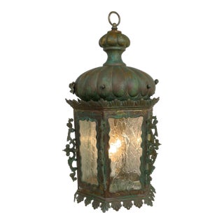 19th Century Patinated Bronze and Copper Chandelier or Pendant For Sale