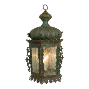 19th Century Patinated Bronze and Copper Chandelier or Pendant
