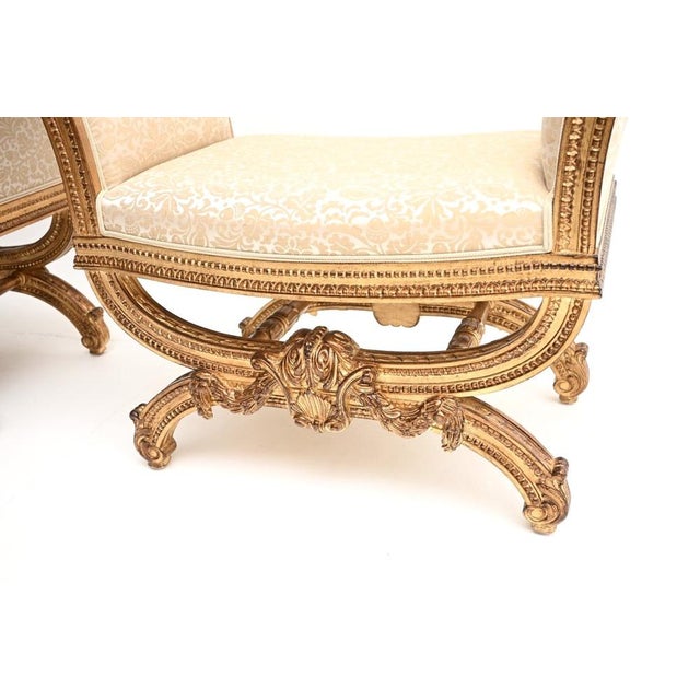 Antique French Rococo Style Gilt Wood Stools, 1950, Set of 2 For Sale - Image 12 of 13