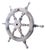 Vintage Nautical Handcrafted White Wooden Ship Wheel With Aluminium Hub & Handle For Sale - Image 4 of 6