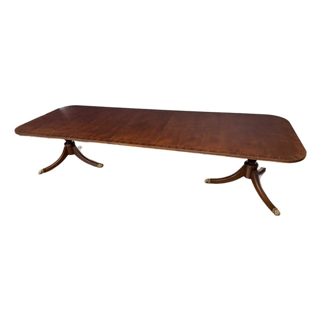 Traditional Banded Georgian Style Mahogany Dining Table by Leighton Hall - Showroom Sample For Sale