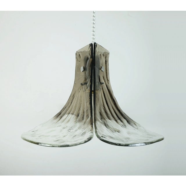 Large Mid-Century Modern Pendant Lamp in Ice Glass from Kalmar Franken KG, 1960s For Sale - Image 11 of 11