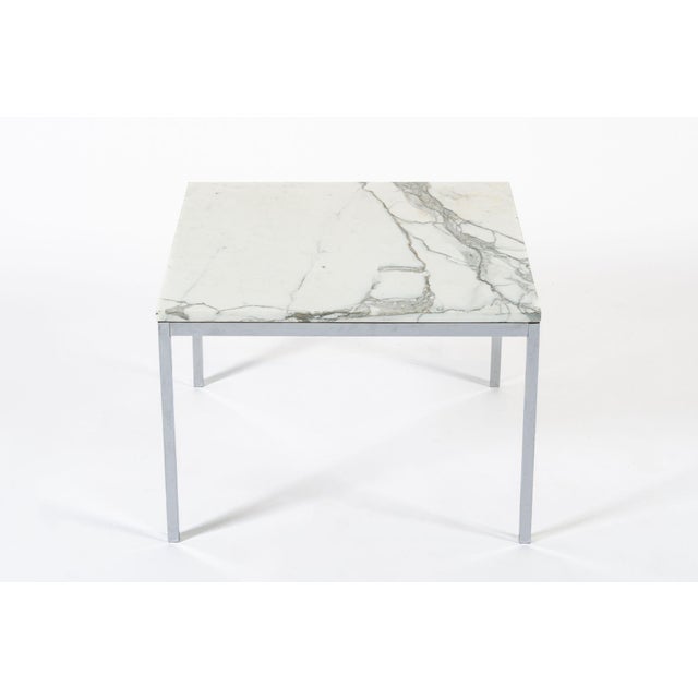 White Mid Century Square White Marble Side or Coffee Table by Florence Knoll For Sale - Image 8 of 10