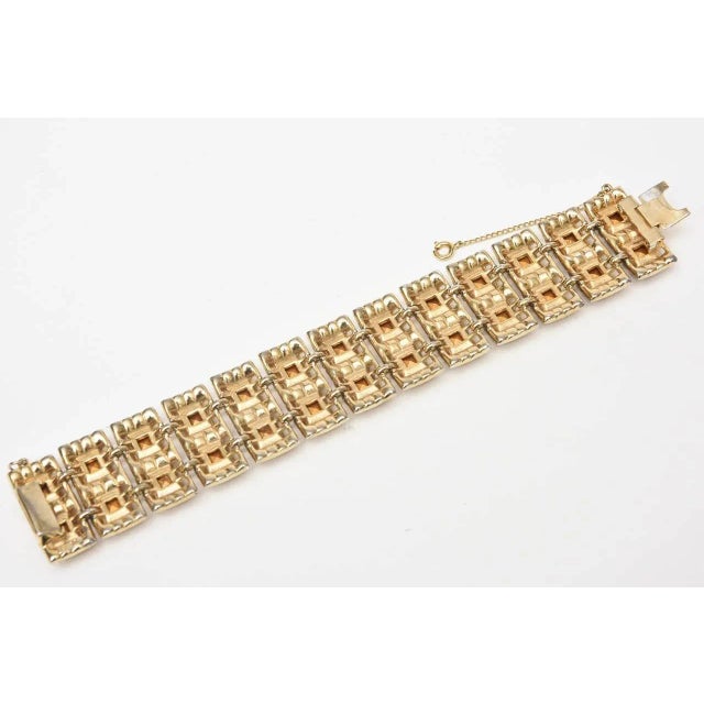 Modern Vintage Signed Henry Bogaff Brown Amber Swarovski Rhinestone Bracelet For Sale - Image 3 of 6