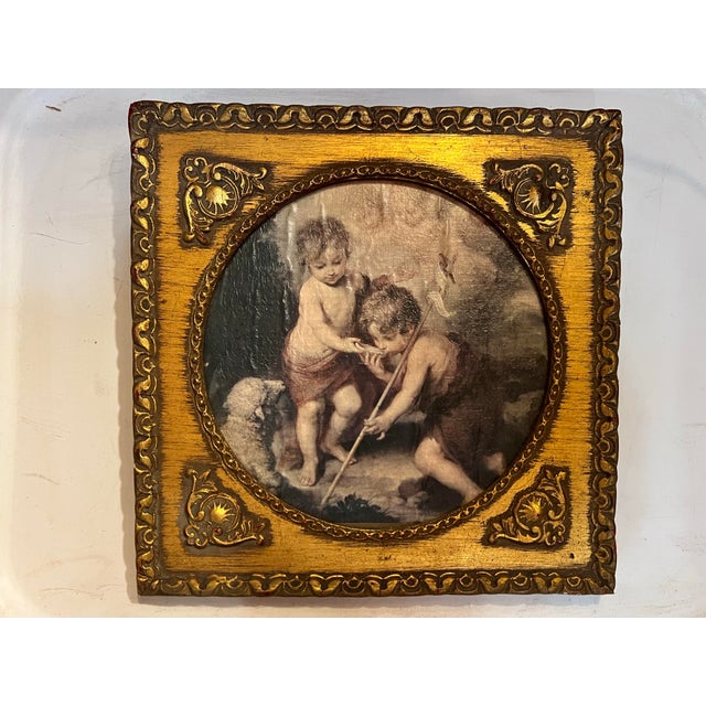 Vintage Print After Bartolomé Esteban Murillo in Gold Wood Frame For Sale - Image 4 of 5