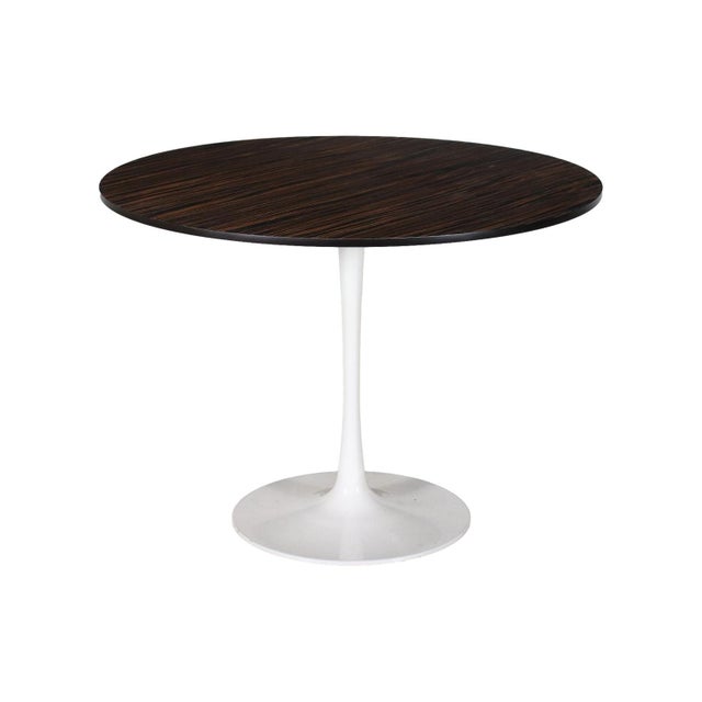 Wood Lacquered Alluminium Rosewood Round Table, Italy For Sale - Image 7 of 7