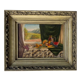 1960’s Hungarian Viola j.k Still Life Oil on Canvas Painting – Framed For Sale