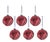 Trieste 6-Piece Set Red Metallic Chevron Glass Ball Ornaments, 4" For Sale