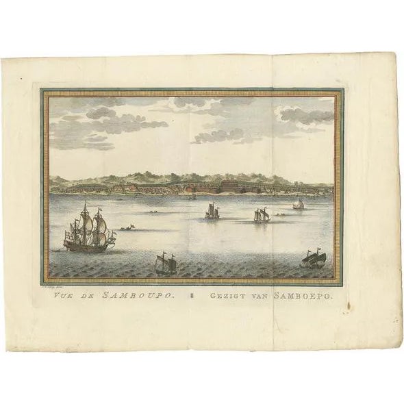 J. van Schley, Vue de Samboupo - Face of Samboepo, 1750, Paper For Sale