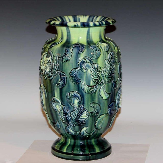 Antique Kyoto Pottery Vase With Applied Chrysanthemums Chairish