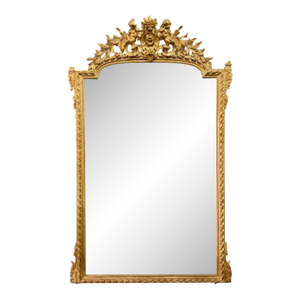 19th Century French Louis XVI Carved and Giltwood Mirror