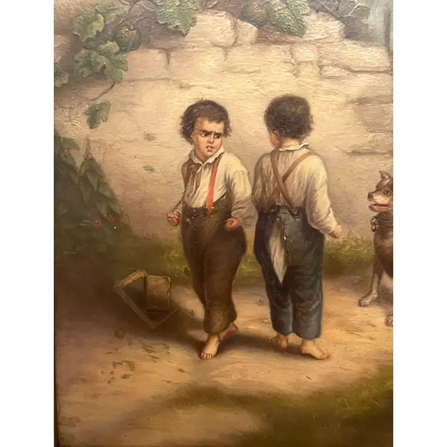 19th Century French Painting 'Backyard Fight', Unsigned For Sale - Image 11 of 11