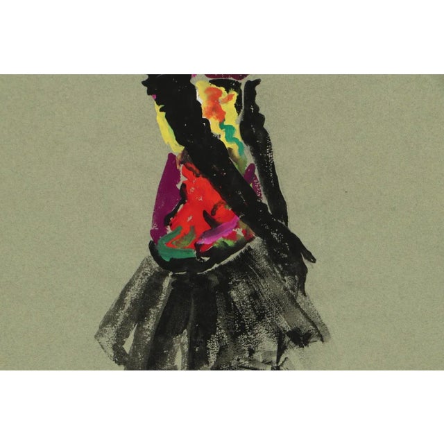 1950s 1950s Fashion Dress Watercolor Painting by Orval Hempler For Sale - Image 5 of 8