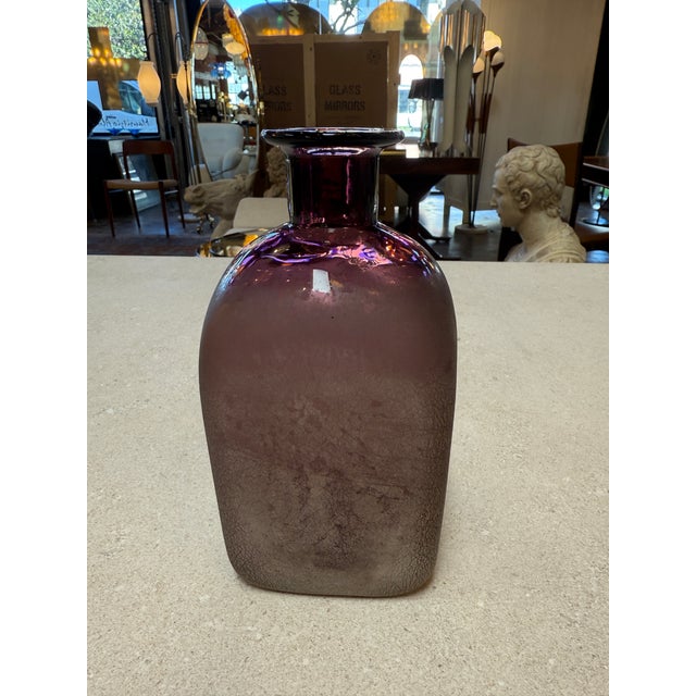 Amethyst Glass Vase With Frosted Craquelure Body, 1970s For Sale - Image 4 of 7