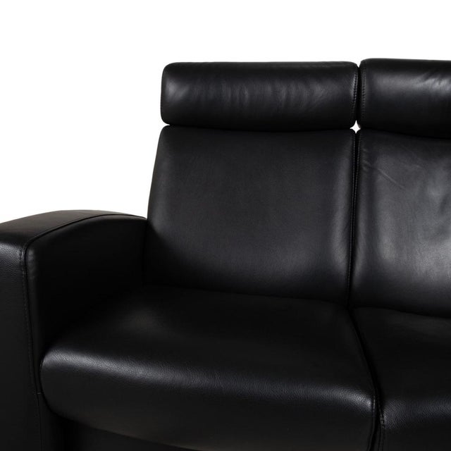 Black Arion Leather Two-Seater Black Manual Function Sofa from Stressless For Sale - Image 8 of 17
