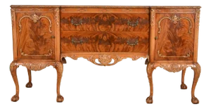 Romweber Chippendale Flame Mahogany Carved Sideboard Buffet, Circa 1920s