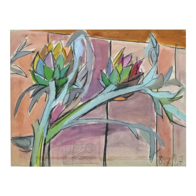 Unknown, Tropical Vegetation, Pencil and Watercolor, 1917 For Sale