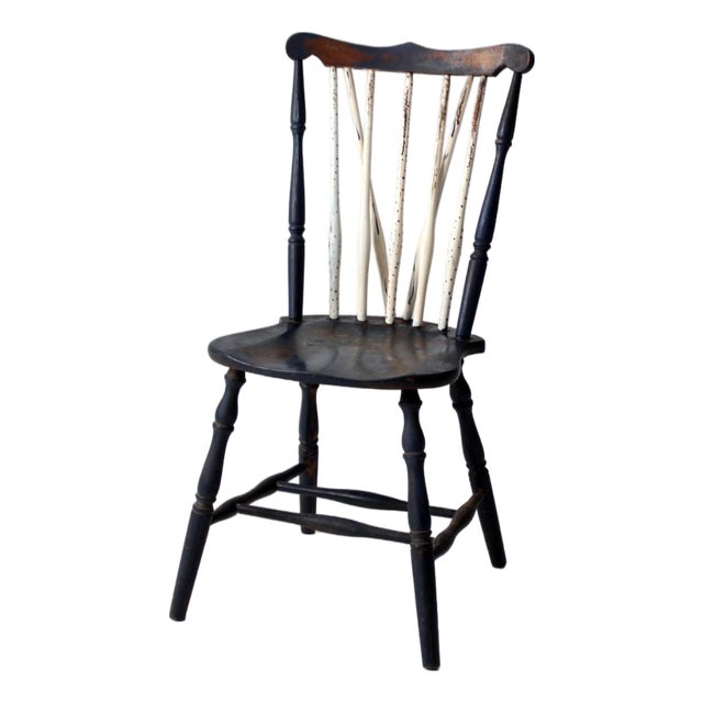 Antique Painted Brace Back Windsor Style Chair For Sale