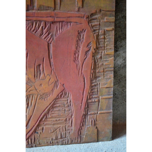 Carved Wooden Plaque, 1970s For Sale - Image 4 of 7