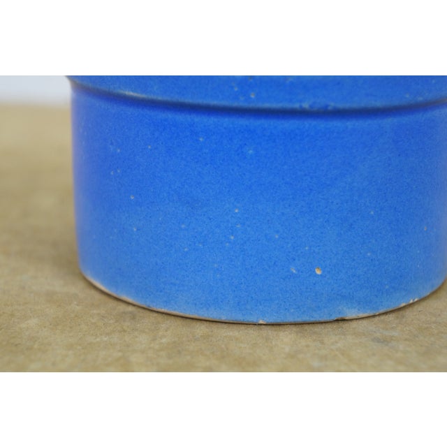 2 Vintage Blue Stoneware Pottery Butter Crock Pots Planter Jars 5" For Sale - Image 10 of 10