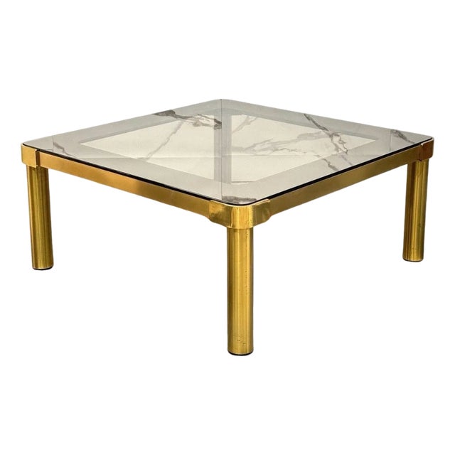 Vintage Hollywood Regency Brass Coffee Table, 1970s For Sale