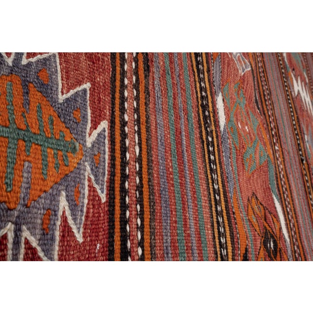 Oxblood Red Turkish Kilim Runner 4'7" X 9'10" For Sale - Image 8 of 11