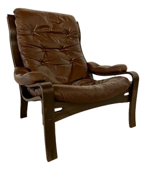 Vintage Scandinavian Leather Lounge Chair, 1970s