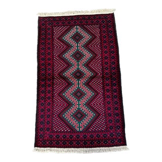 1990s Hand Knotted Vintage Belouch Tribal Rug For Sale