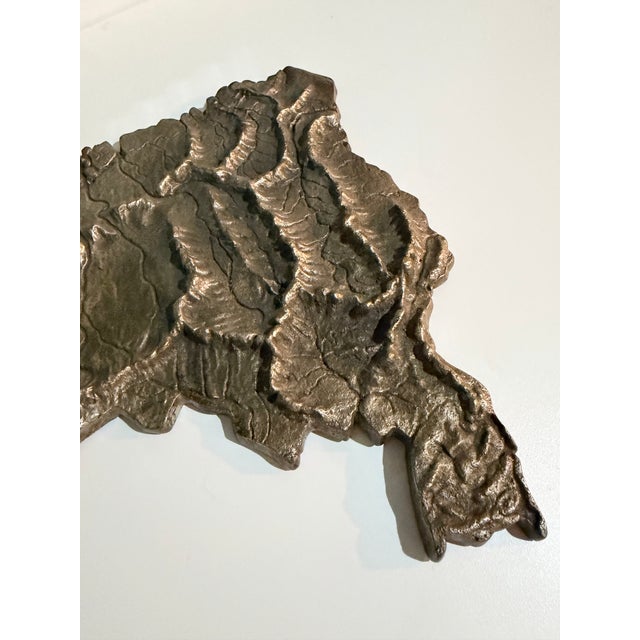 Hand Forged Bronze Map of Brazil With Elevated Topography, 1980s For Sale - Image 10 of 11