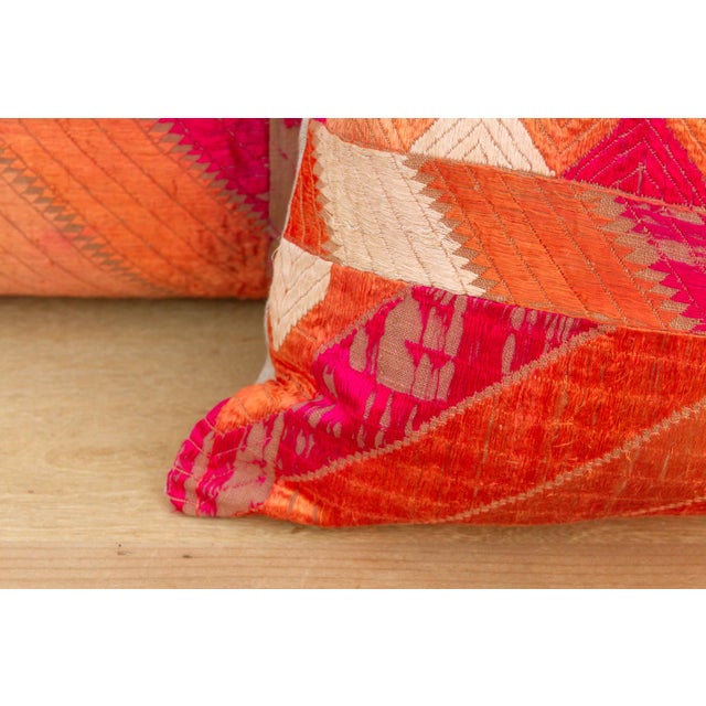 Jalandhar Mirror, Set of 2 Heirloom Bagh Phulkari Pillows For Sale - Image 4 of 7