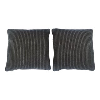 Custom Square Pillows With Loro Piana Striped Cashmere - A Pair For Sale