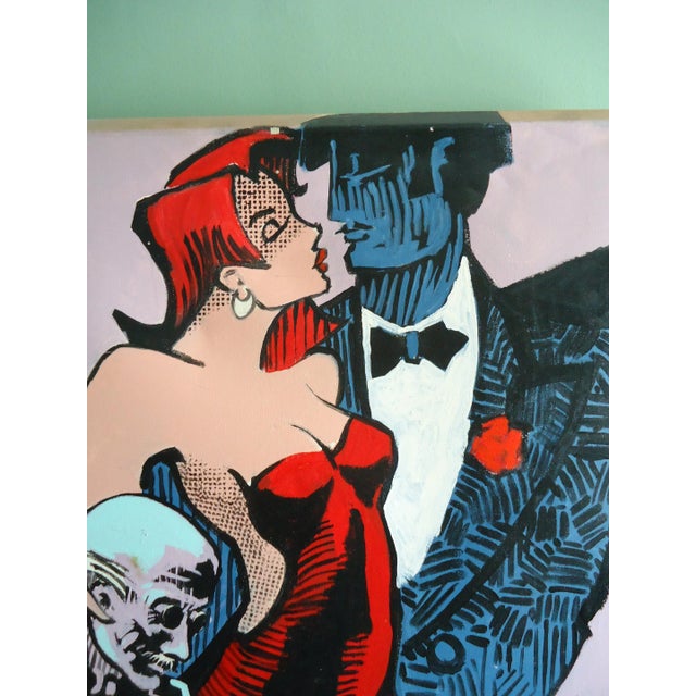 Textile Acrylic on Canvas " Oh Mon Deu " Great Pop Art by Mario Ciceron For Sale - Image 7 of 11