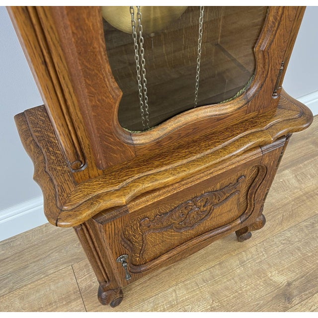 Brown Vintage French Louis Style Oak Grandfather Clock For Sale - Image 8 of 14