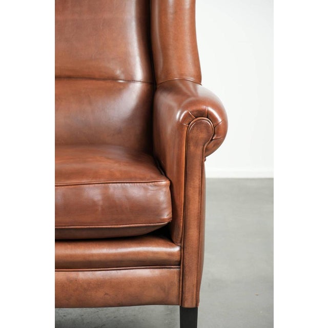 Large Wing Chair in Sheepskin Leather For Sale - Image 9 of 15
