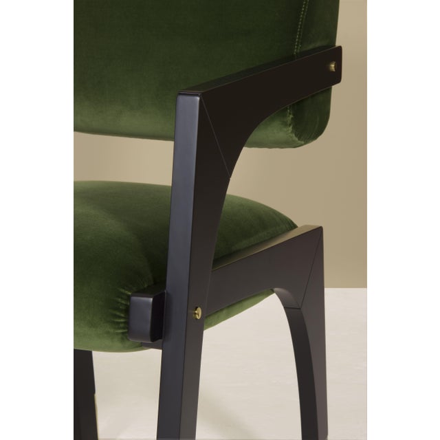 Arches Dining Chair in Green Cotton Velvet by InsidherLand For Sale - Image 10 of 11