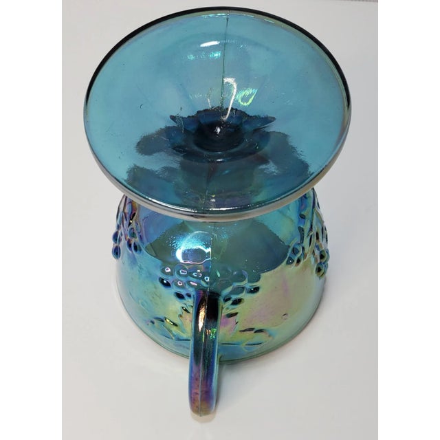 1970s 1970s Indiana Harvest Grape Blue Carnival Glass Creamer For Sale - Image 5 of 7
