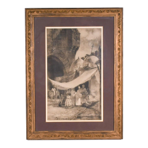 Vintage Walter Francis Brown (1853-1929) "Jerusalem" Etching With Frame