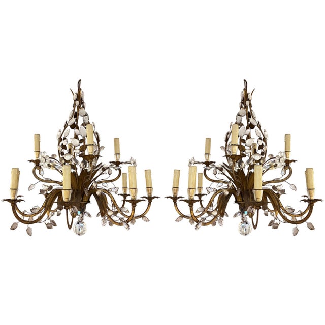 Glass Large Chandeliers from Maison Baguès, 1960s, Set of 2 For Sale - Image 7 of 7