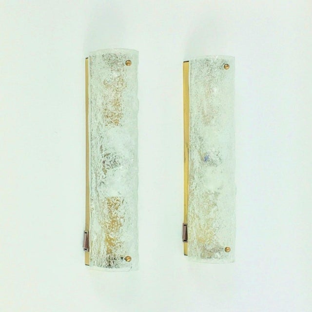 Stunning pair of tubular wall lights/sconces from hillebrand (germany, 1970s). The shades are made of transparent...