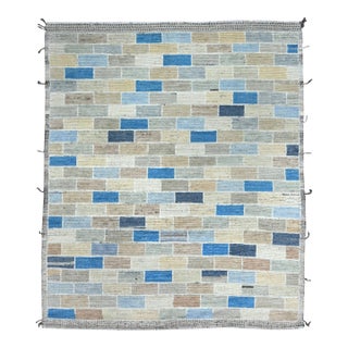 8 X 10 Geometric Moroccan Style Handcrafted Wool Rug in Earhty Tones For Sale