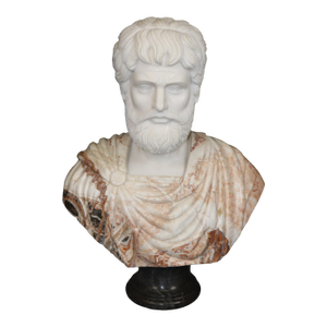 Beautifully Carved Sienna and Carrara Marble Bust of Julius Ceasar Circa 1950s