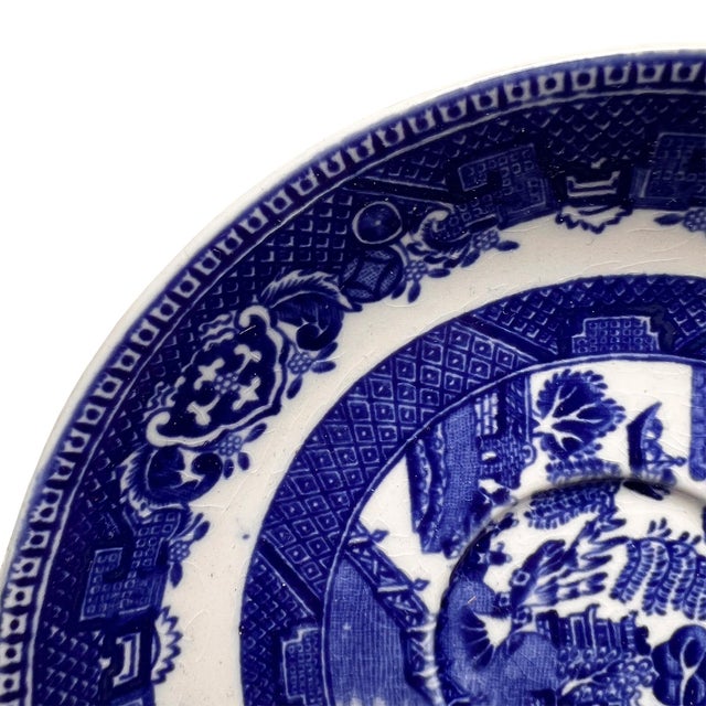 Antique English Blue Willow Transferware Trinket Dish by Alfred Meakin For Sale - Image 4 of 8