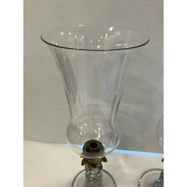 Glass Pair of 1980s Hurricane Lamps For Sale - Image 7 of 7