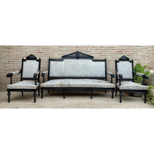 Alphonsine Armchairs in Ebonized Wood, 1900s, Set of 2 For Sale - Image 10 of 18