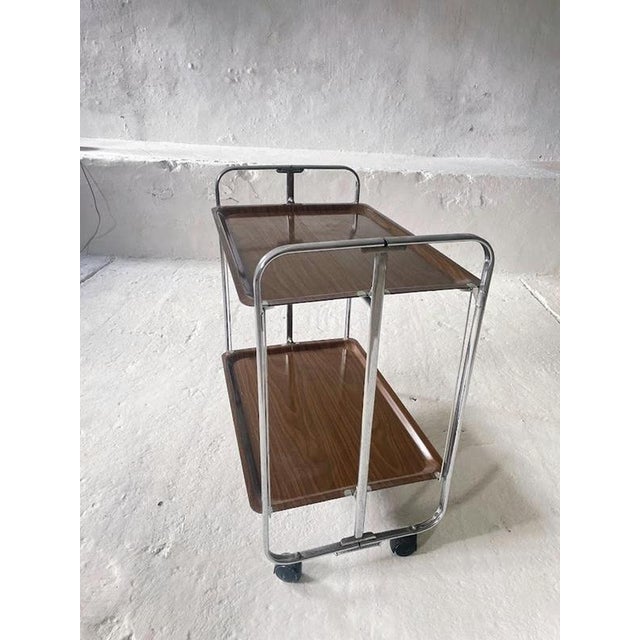Mid-Century Chrome Folding Serving Trolley, Germany, 1950s For Sale - Image 4 of 10