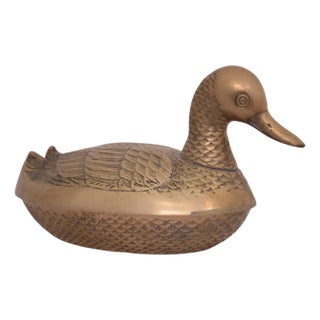 Midcentury 10" Brass Duck Box For Sale